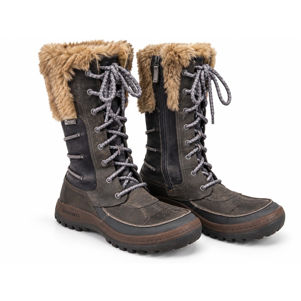 Merrell Wild Dove Womens 8.5 M-Dry Waterproof Tall Winter Snow Boots Faux Fur